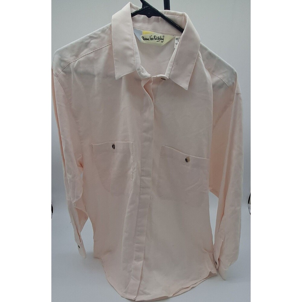 Vtg 80s Diane Von Furstenberg Shirt Women's Large Corduroy Utility Safari DVF